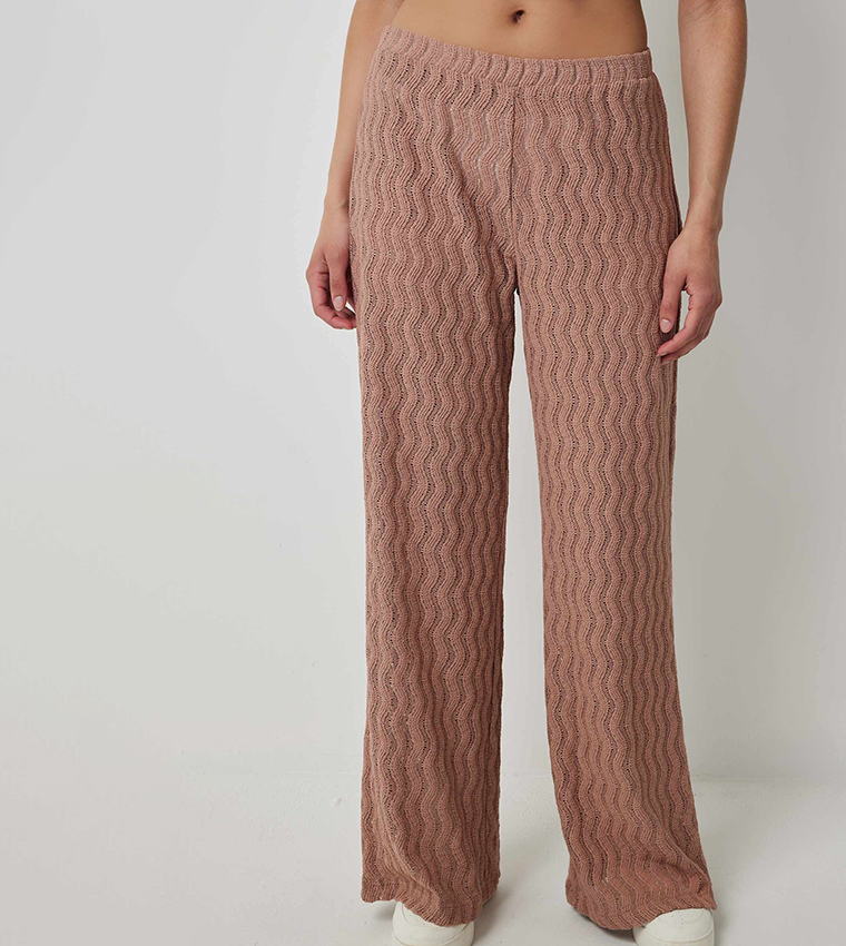 Knitted Elastic Waist Pants