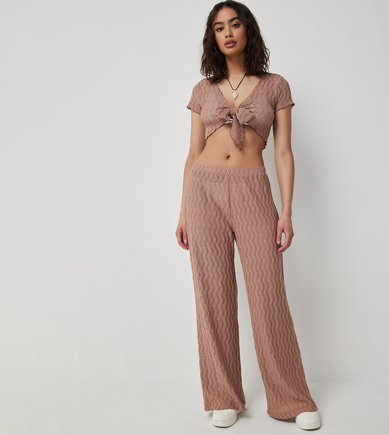 Knitted Elastic Waist Pants