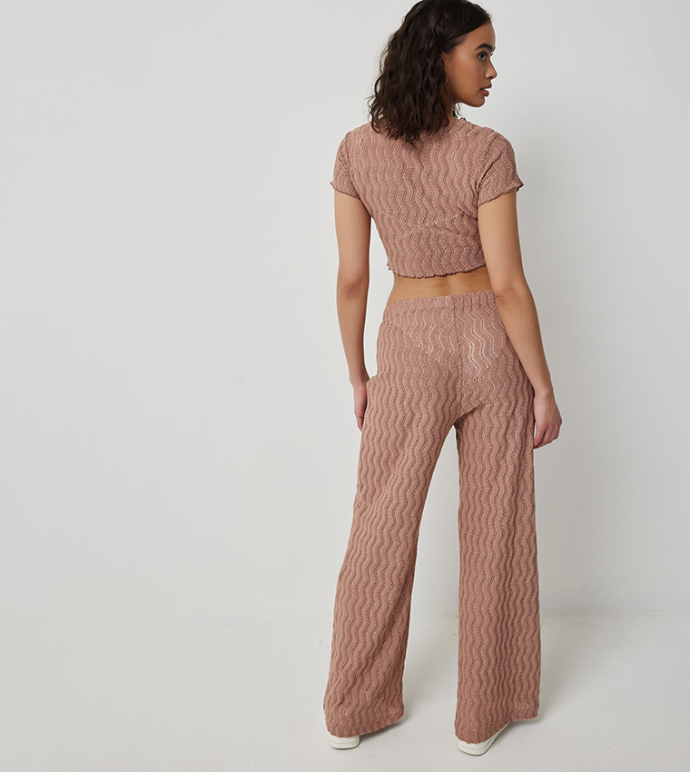 Knitted Elastic Waist Pants