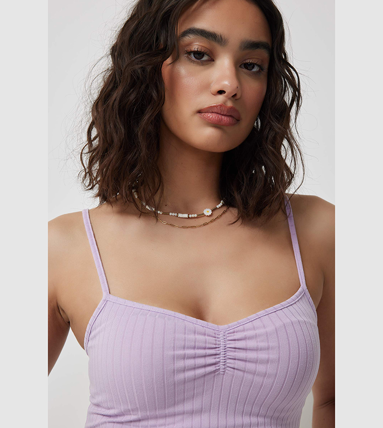 Ribbed Ruched Sleeveless Top