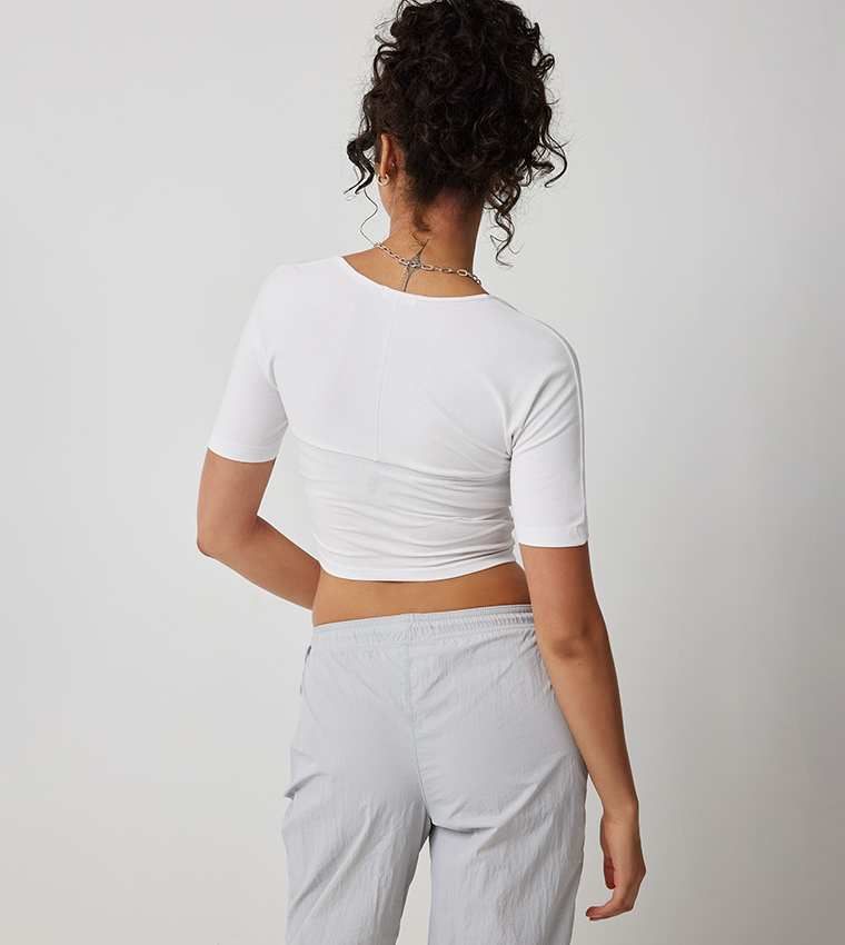 Solid Square Neck Crop Top