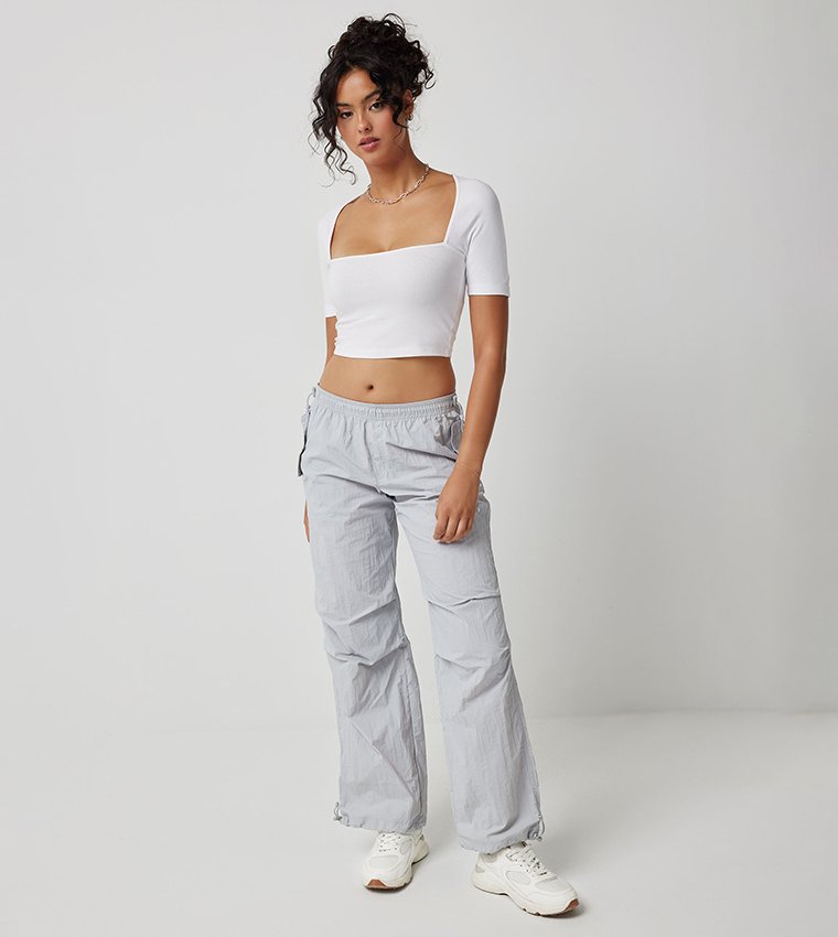Solid Square Neck Crop Top