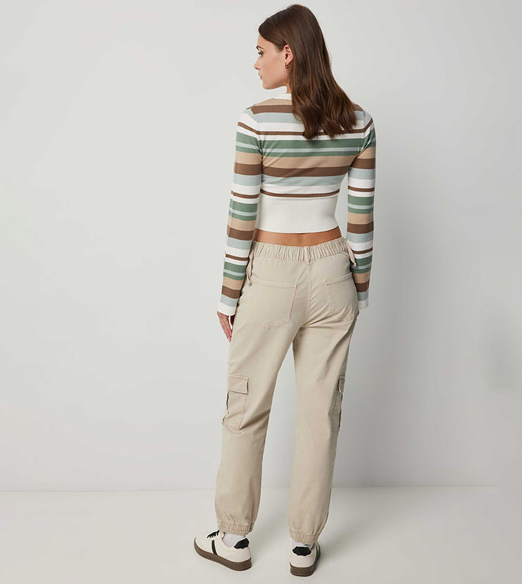 Solid Twill Cargo Joggers