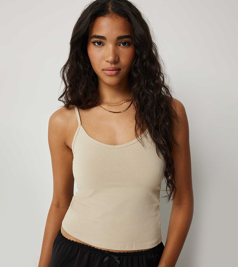 Ardene  Sleeveless Tops - Beige Sleeveless Tops