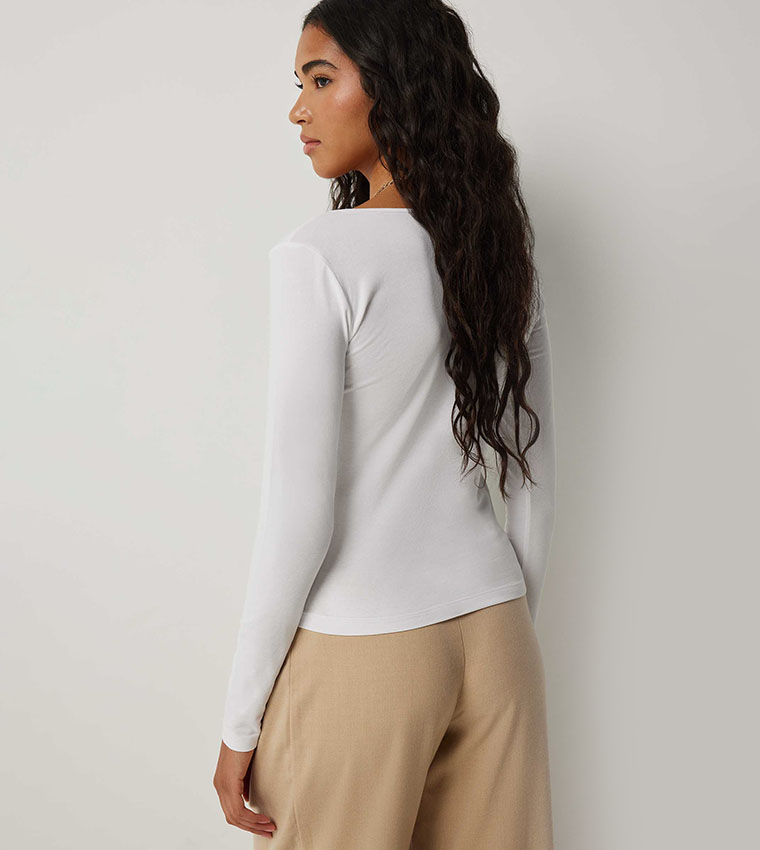 Solid Square Neck Cropped T-Shirt