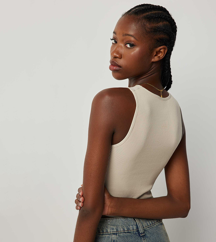 Ardene  Sleeveless Tops - Beige Sleeveless Tops