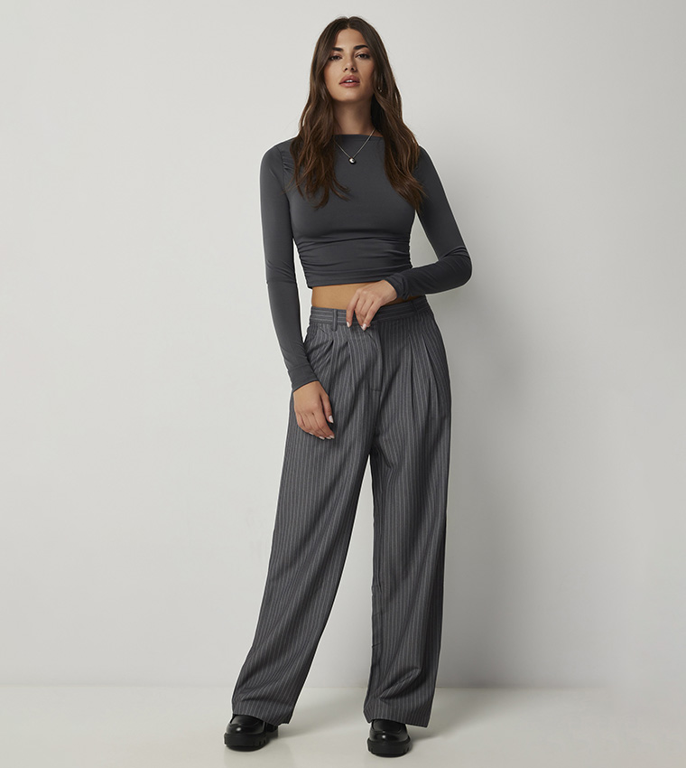 Solid Boat Neck Long Sleeves Top