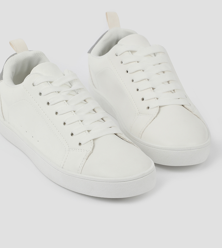 Solid Lace Up Tennis Sneakers