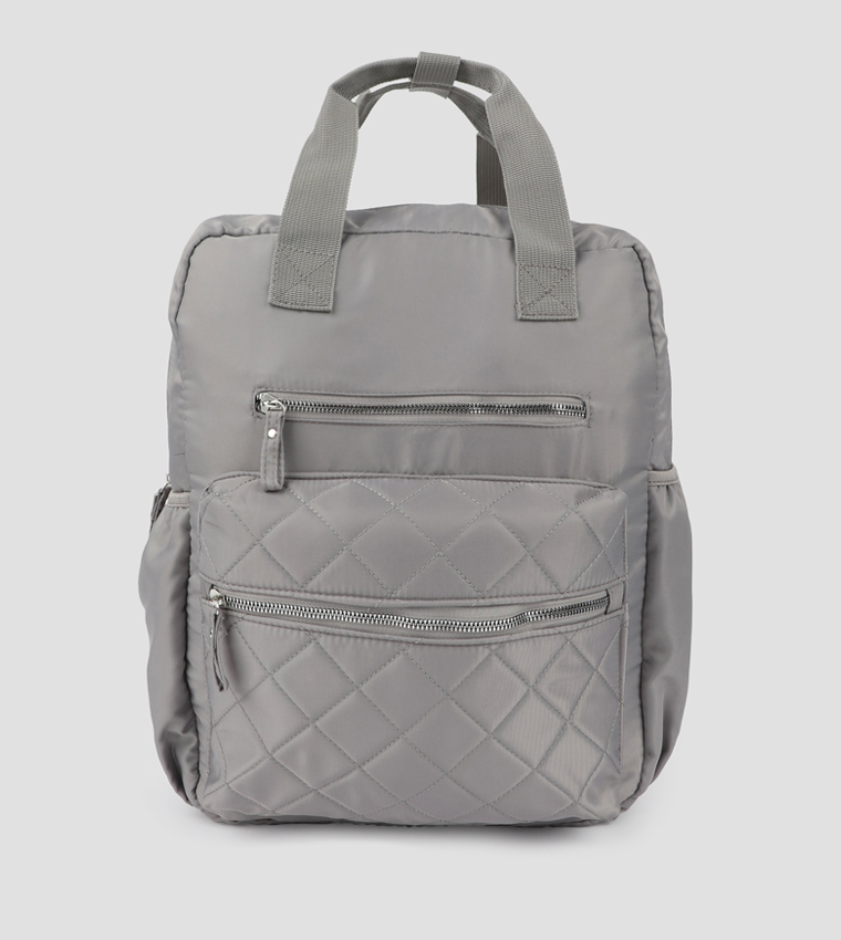 Nylon Quilted Pocket Backpack