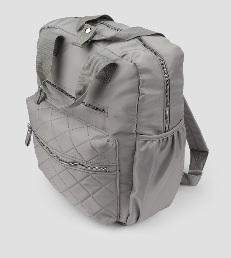 Nylon Quilted Pocket Backpack