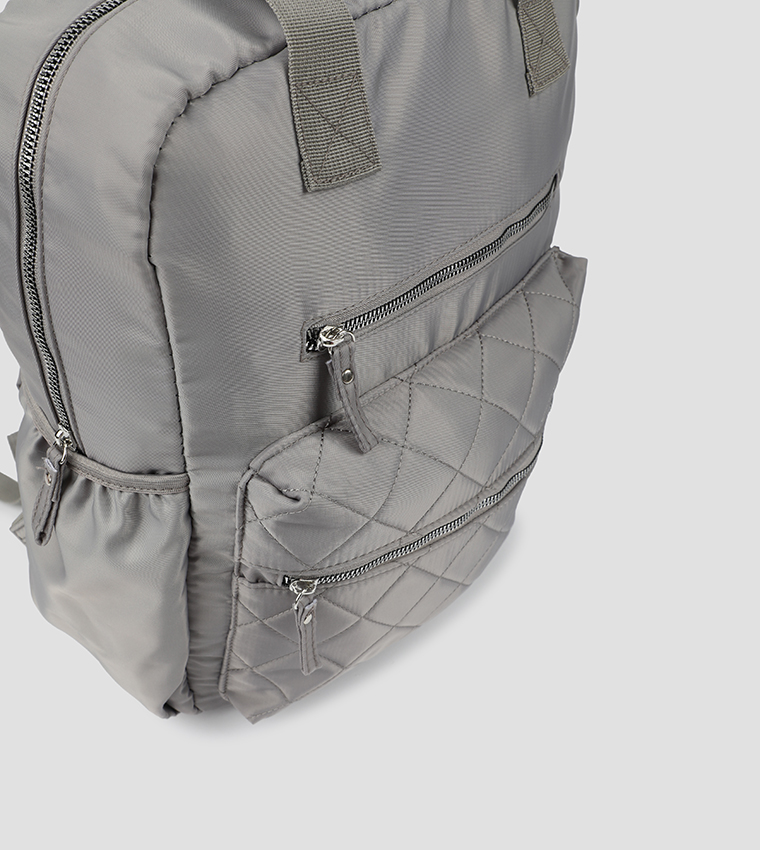 Nylon Quilted Pocket Backpack