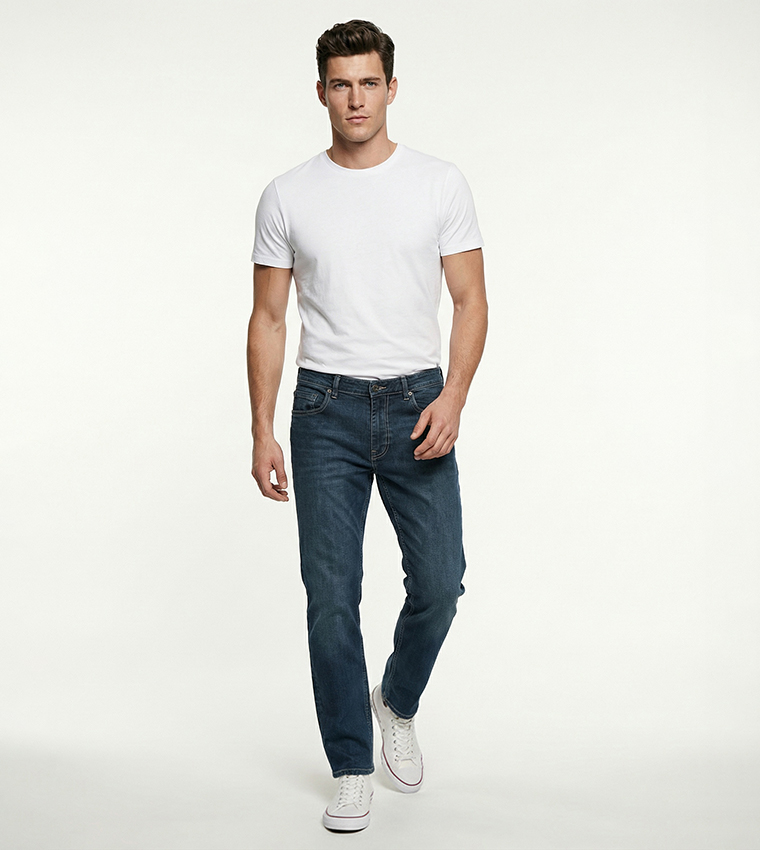 Washed Mid Rise Slim Fit Jeans