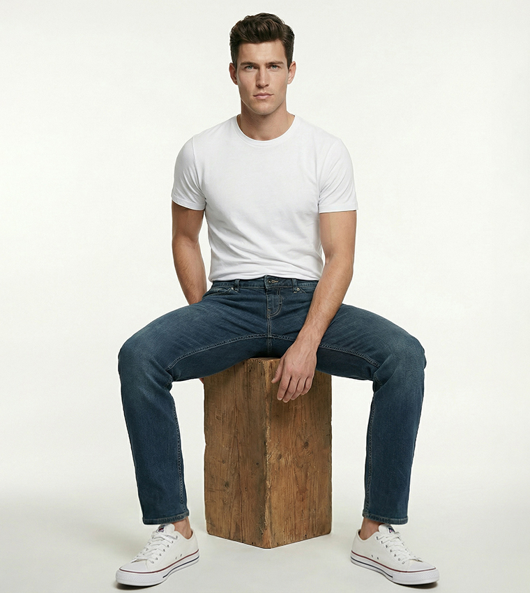 Washed Mid Rise Slim Fit Jeans