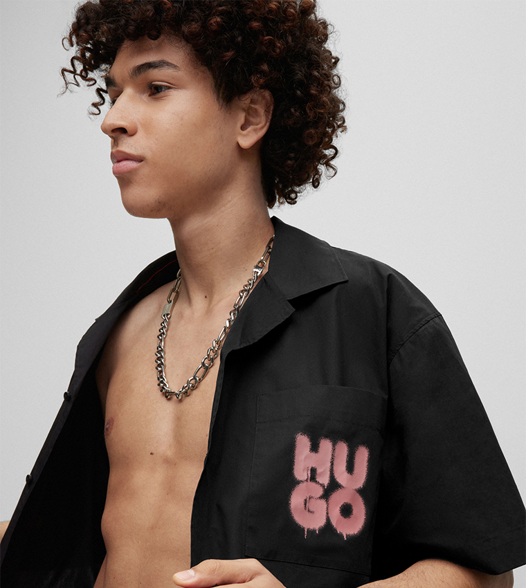 Oversized-Fit Shirt with Graffiti-Style Logo