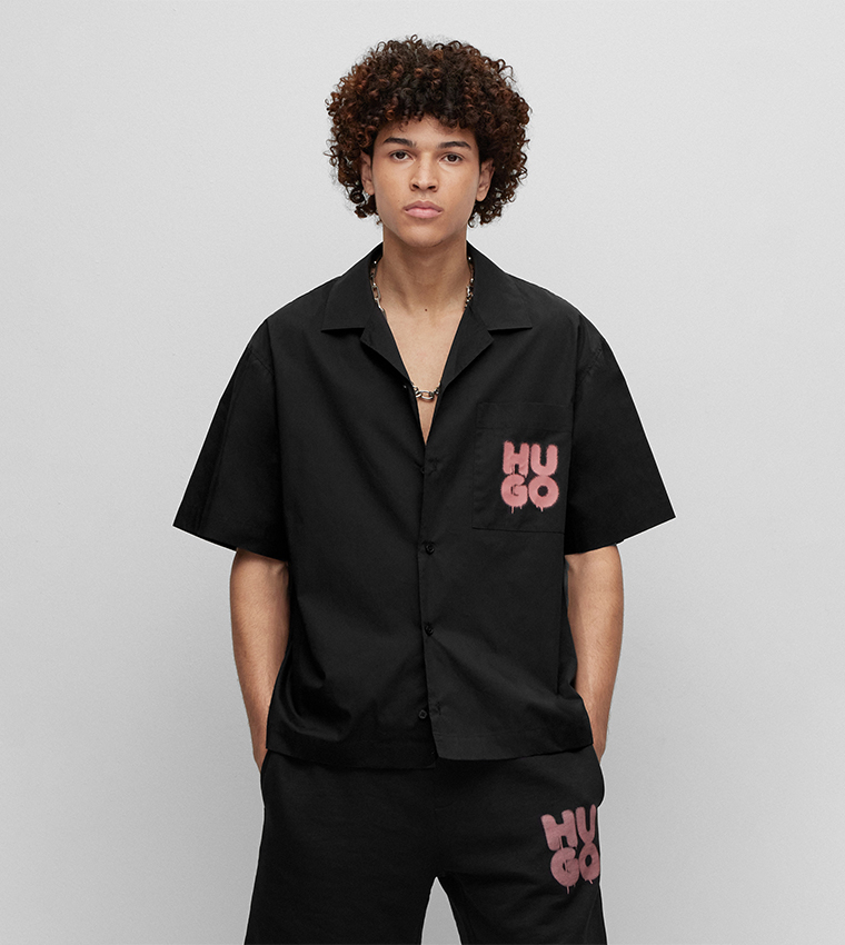 Oversized-Fit Shirt with Graffiti-Style Logo
