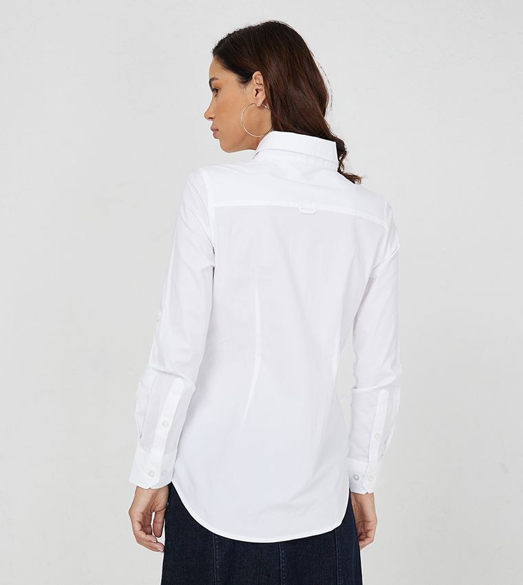 Logo Embroidered Long Sleeves Poplin Shirt