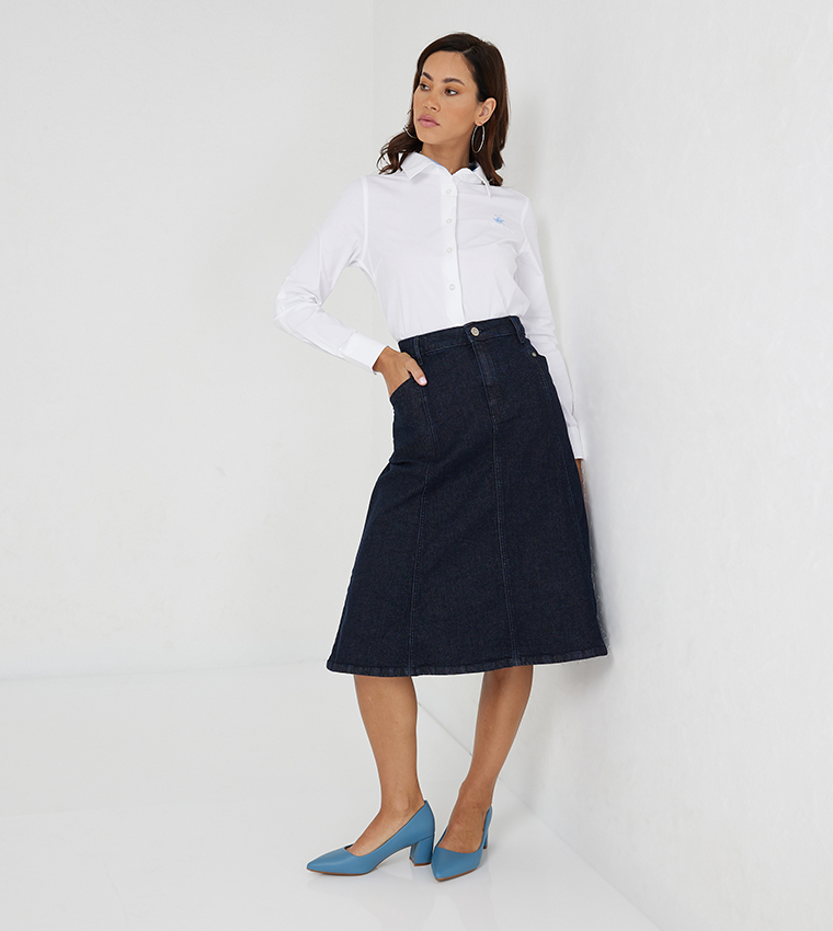 Logo Embroidered Long Sleeves Poplin Shirt