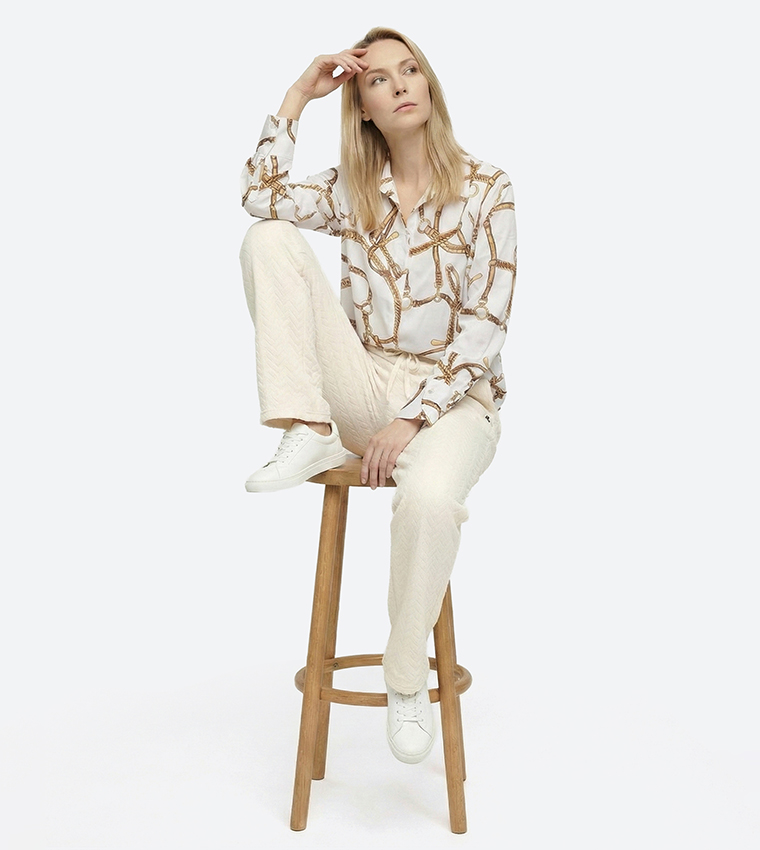 Printed Long Sleeves Button Down Shirt