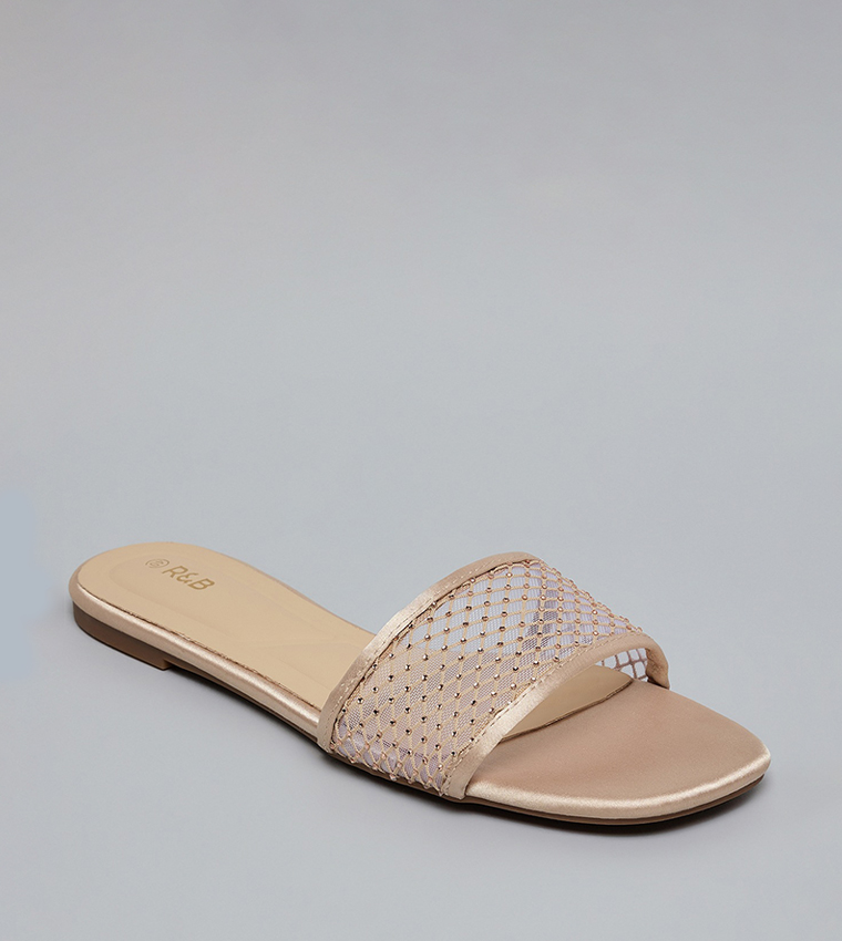 Embellished Open Toe Flat Sandals