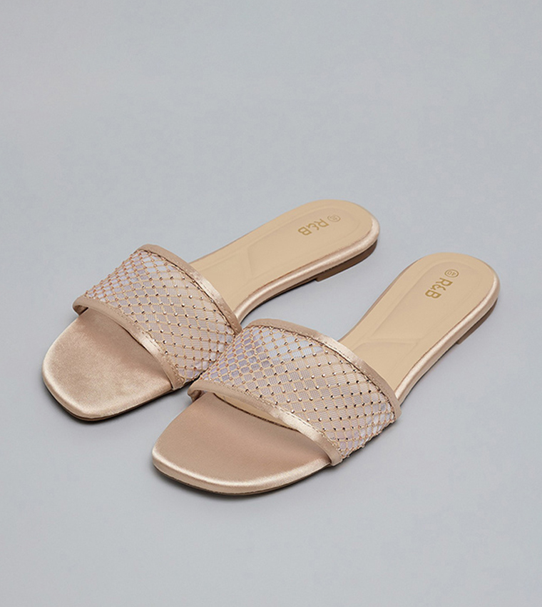 Embellished Open Toe Flat Sandals
