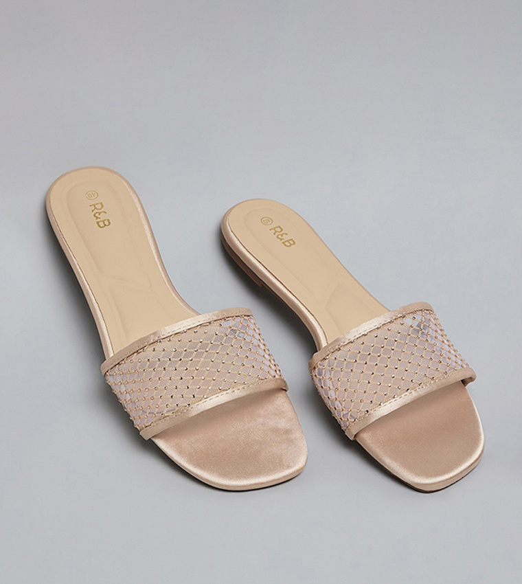 Embellished Open Toe Flat Sandals
