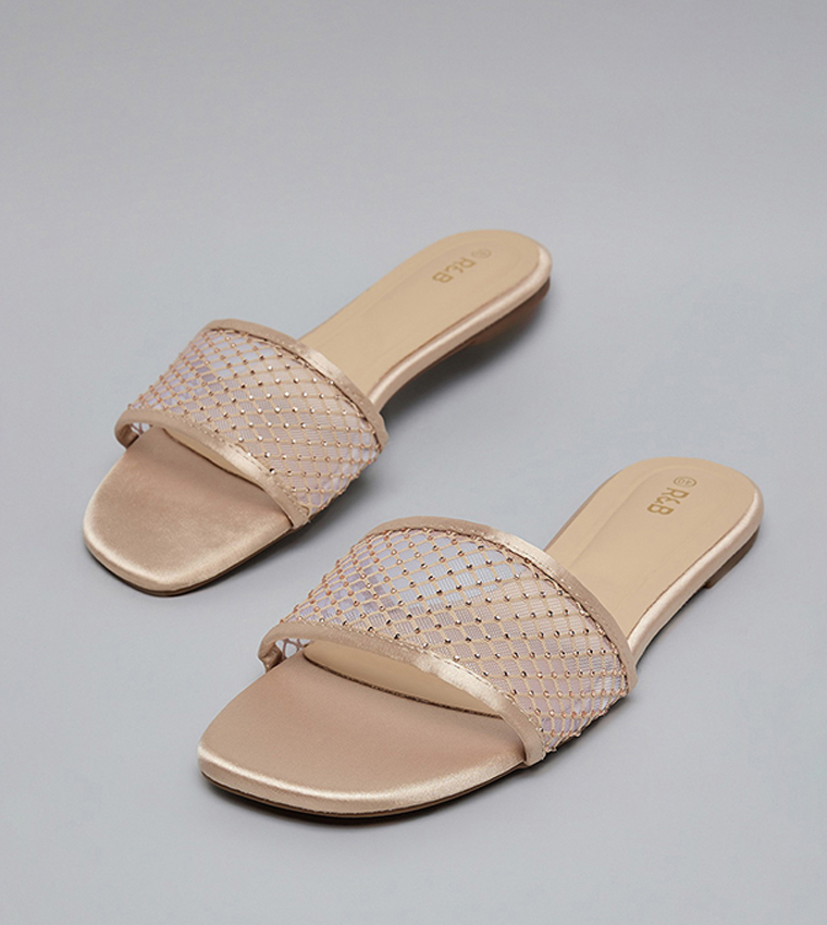 Embellished Open Toe Flat Sandals