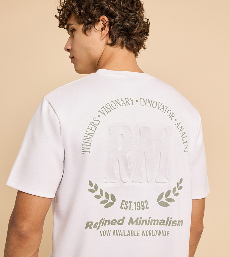 Embossed T-Shirt with Crew Neck and Short Sleeves