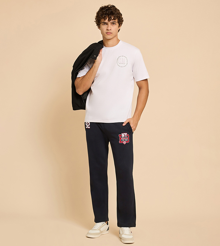 Embossed T-Shirt with Crew Neck and Short Sleeves