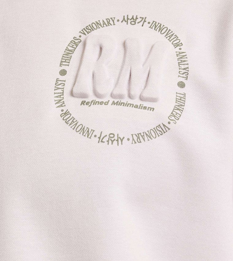 Embossed T-Shirt with Crew Neck and Short Sleeves