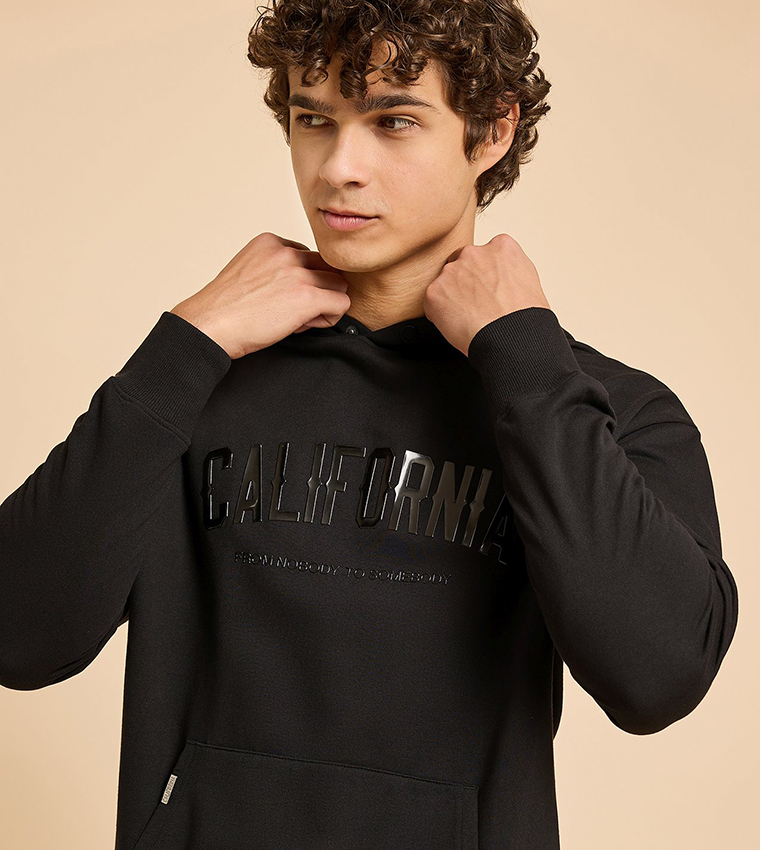 Printed Hoodie with Long Sleeves