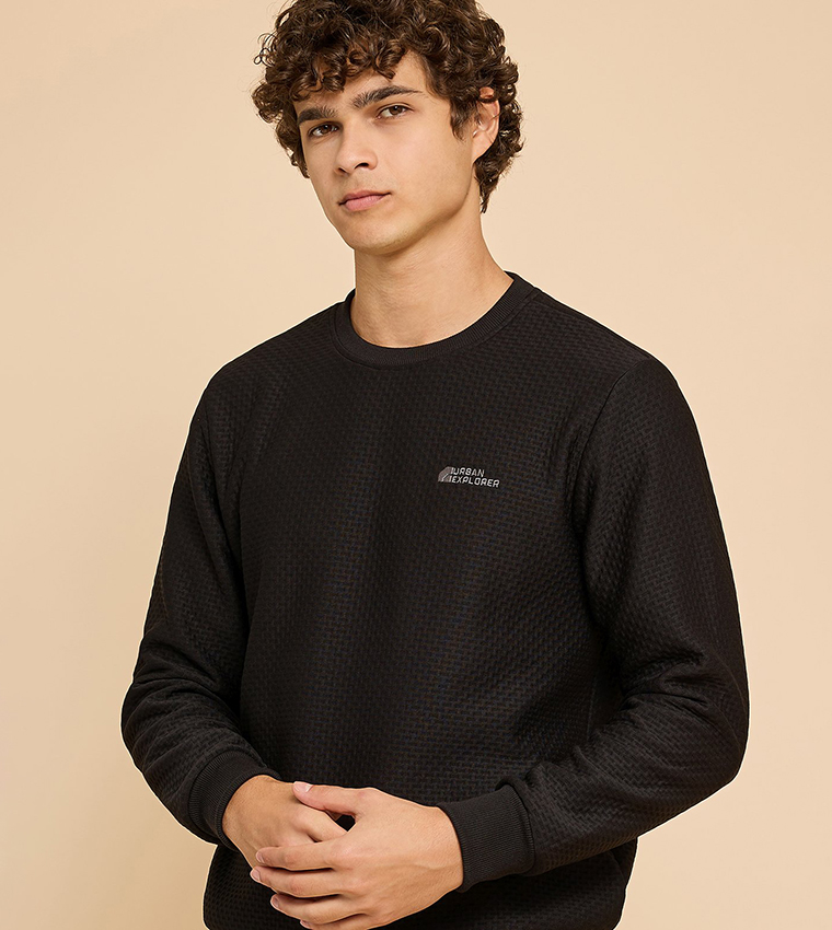 Print Detail Sweatshirt with Crew Neck and Long Sleeves