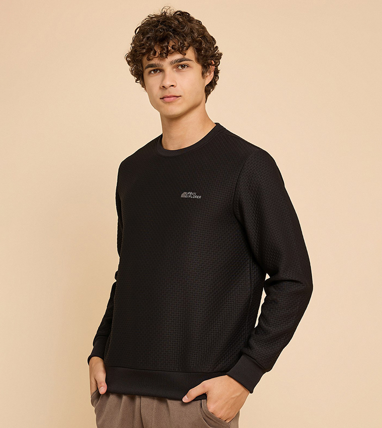 Print Detail Sweatshirt with Crew Neck and Long Sleeves