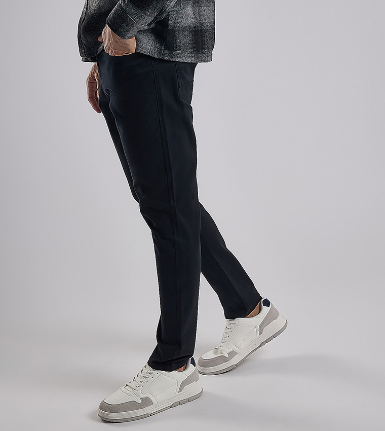 Solid Woven Pants with Button Closure