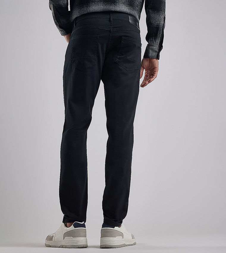 Solid Woven Pants with Button Closure