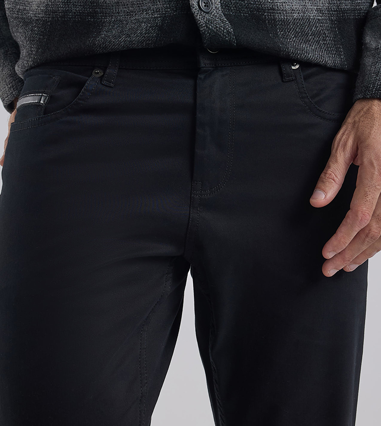 Solid Woven Pants with Button Closure