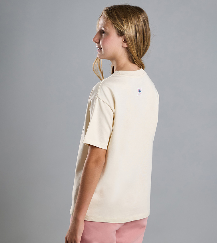 Stitch Print T-Shirt with Crew Neck and Short Sleeves