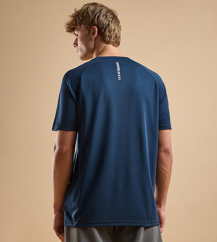 Logo Detail Active T-Shirt with Crew Neck and Short Sleeves