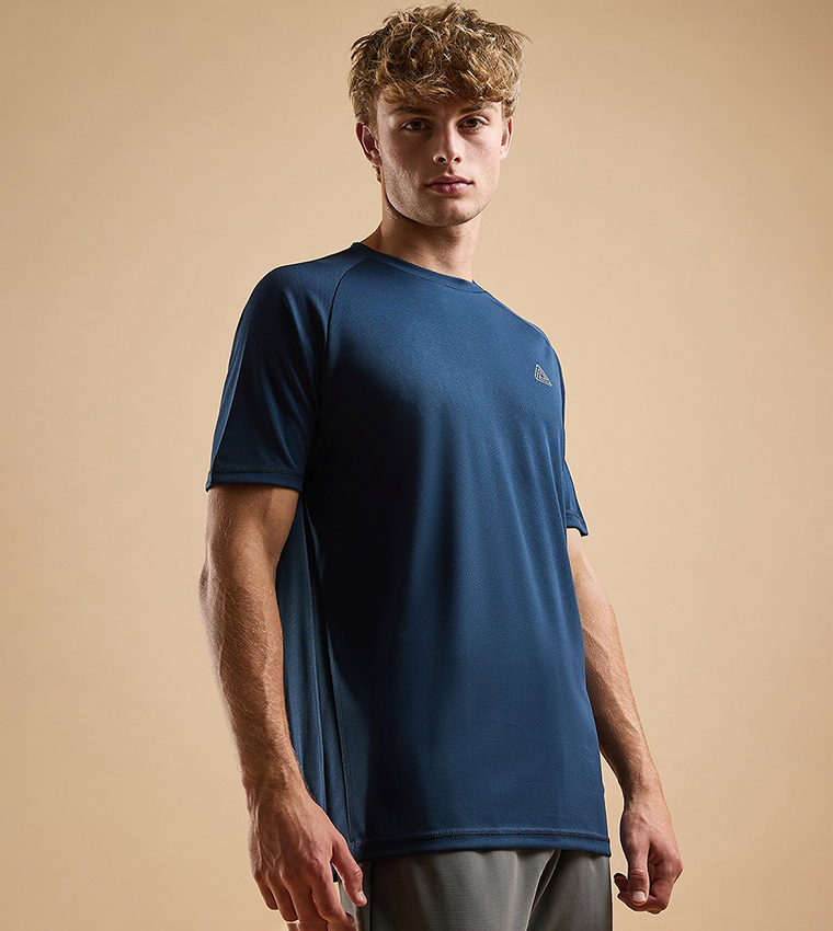 Logo Detail Active T-Shirt with Crew Neck and Short Sleeves