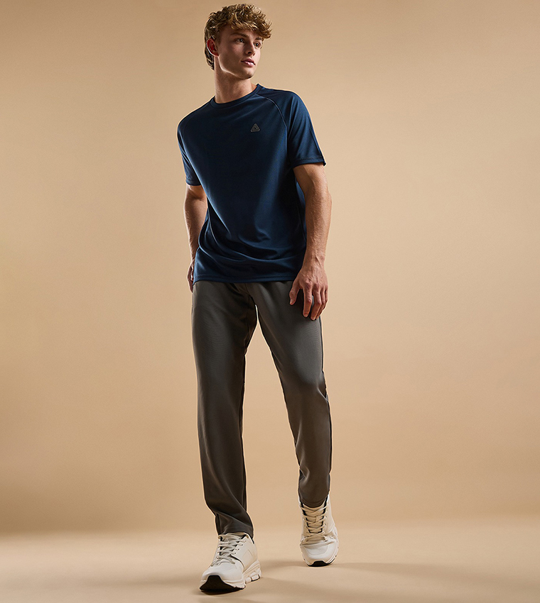 Logo Detail Active T-Shirt with Crew Neck and Short Sleeves