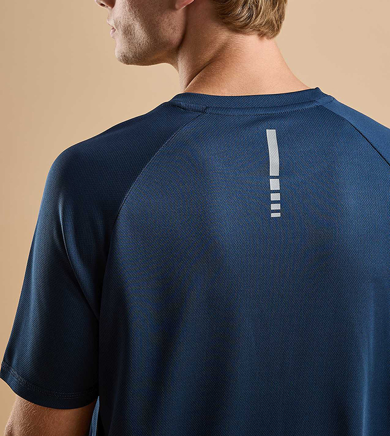 Logo Detail Active T-Shirt with Crew Neck and Short Sleeves
