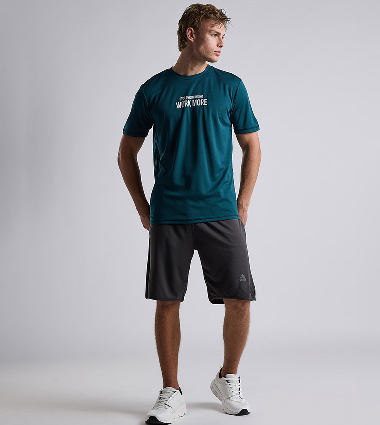 Printed Active T-Shirt with Short Sleeves