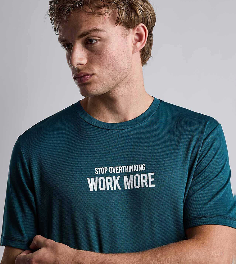 Printed Active T-Shirt with Short Sleeves
