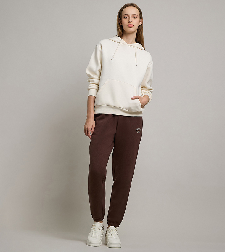 Solid Hoodie with Long Sleeves