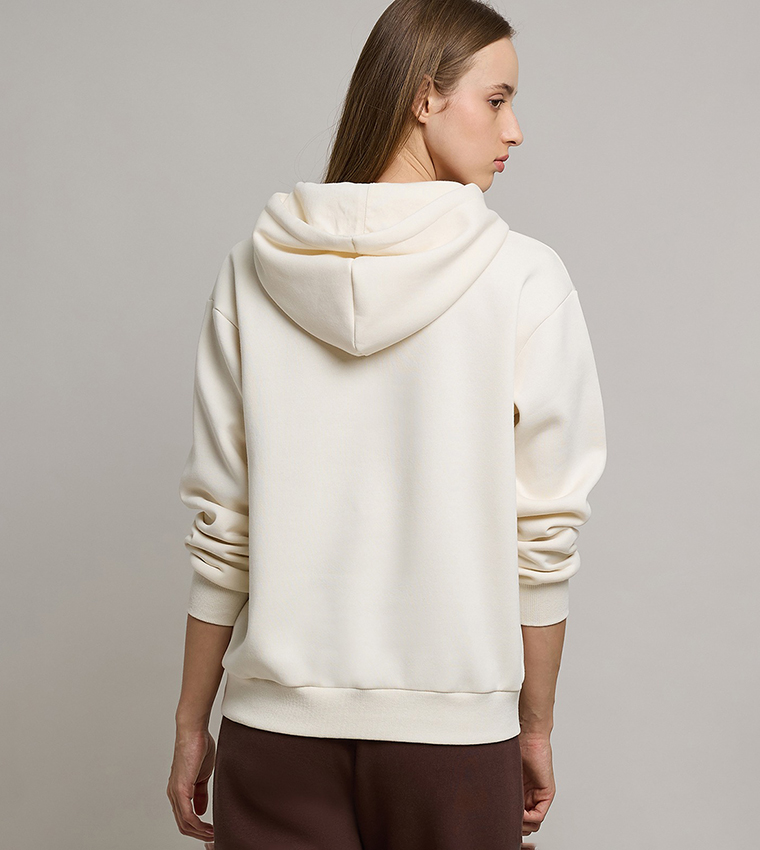 Solid Hoodie with Long Sleeves