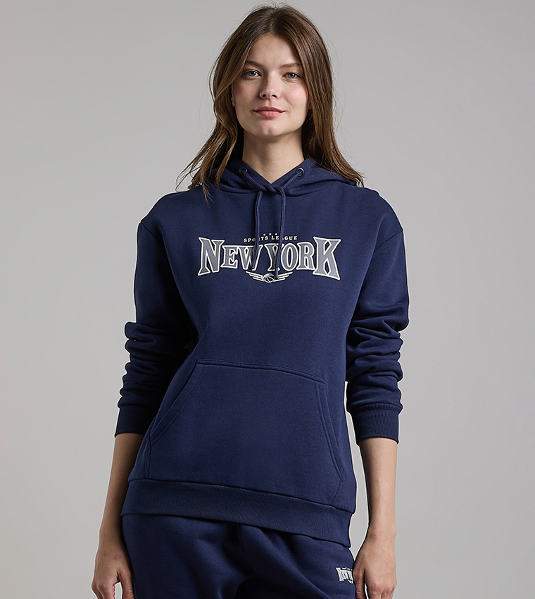 Printed Hoodie with Long Sleeves