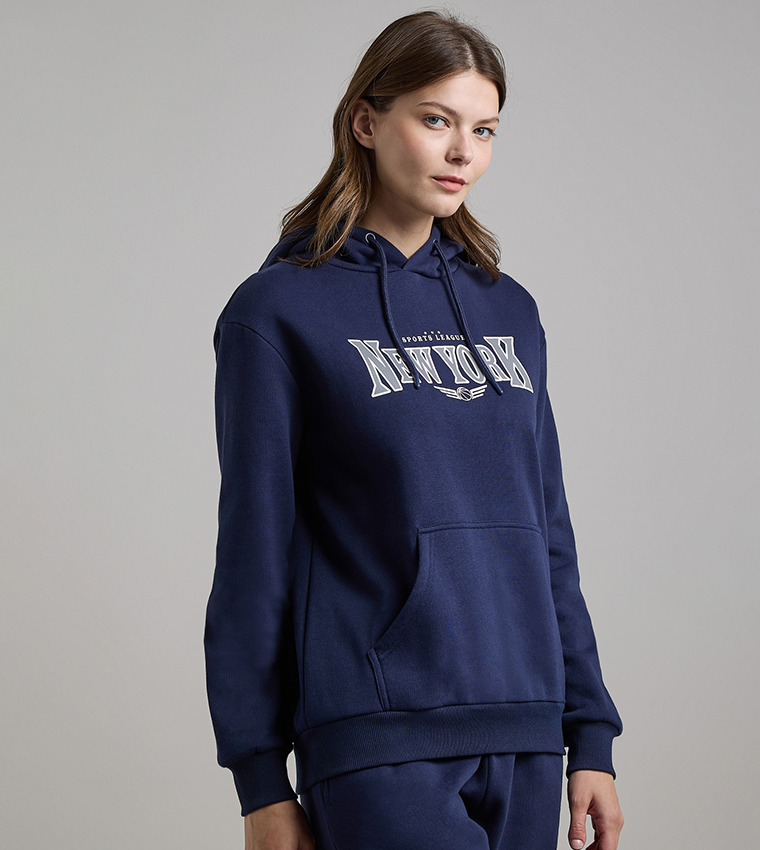 Printed Hoodie with Long Sleeves