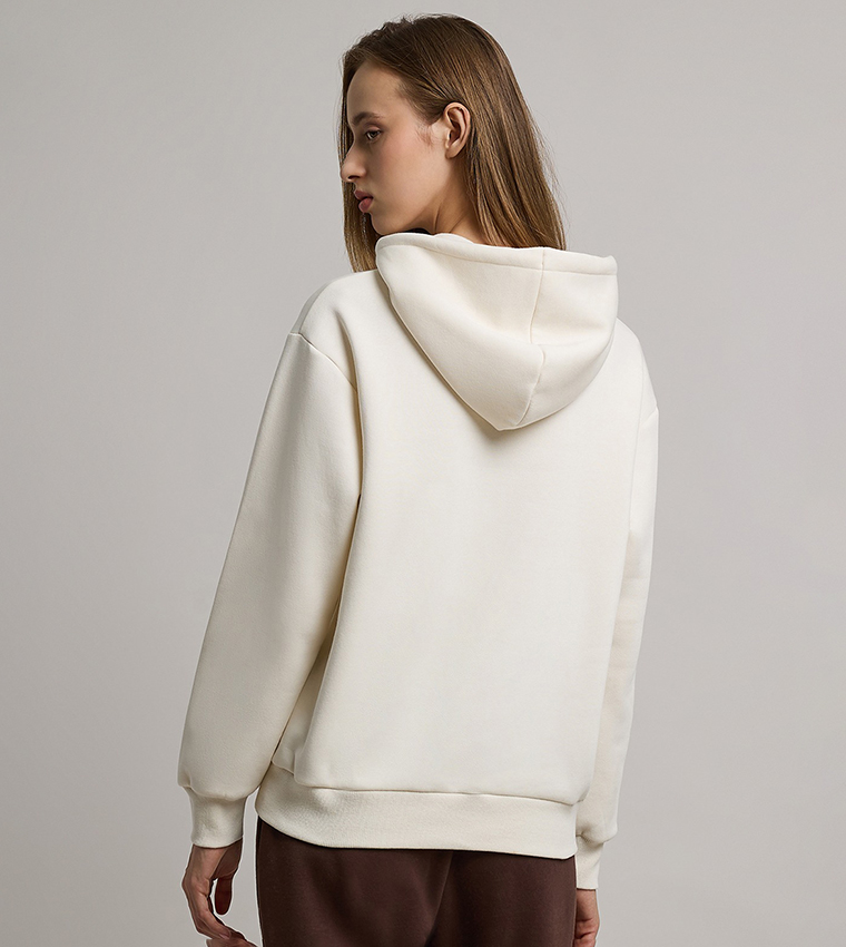 Typography Print Hoodie with Long Sleeves