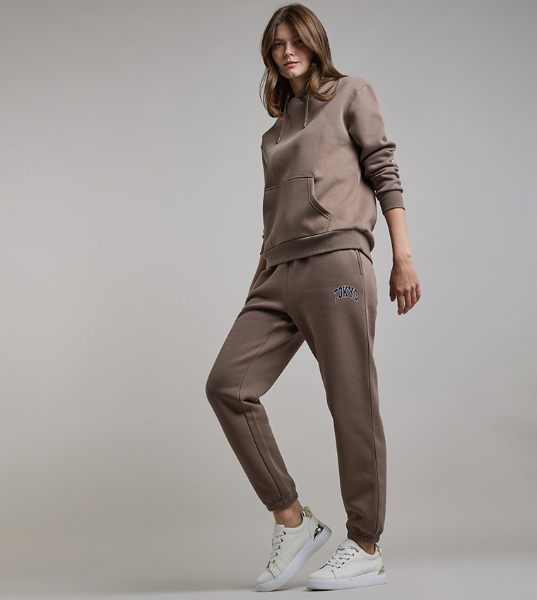 Print Detail Joggers with Drawstring Waist