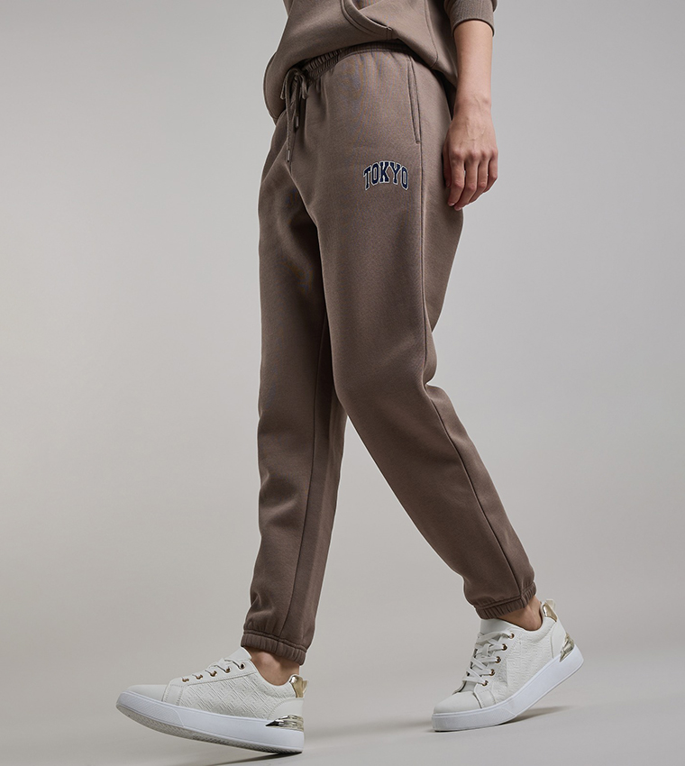 Print Detail Joggers with Drawstring Waist
