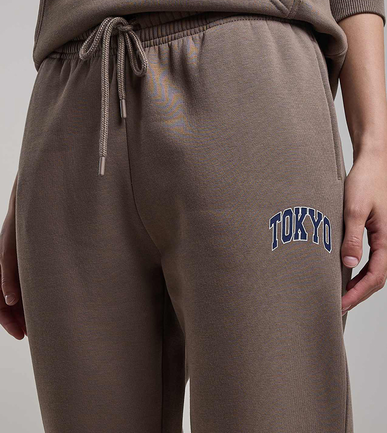 Print Detail Joggers with Drawstring Waist